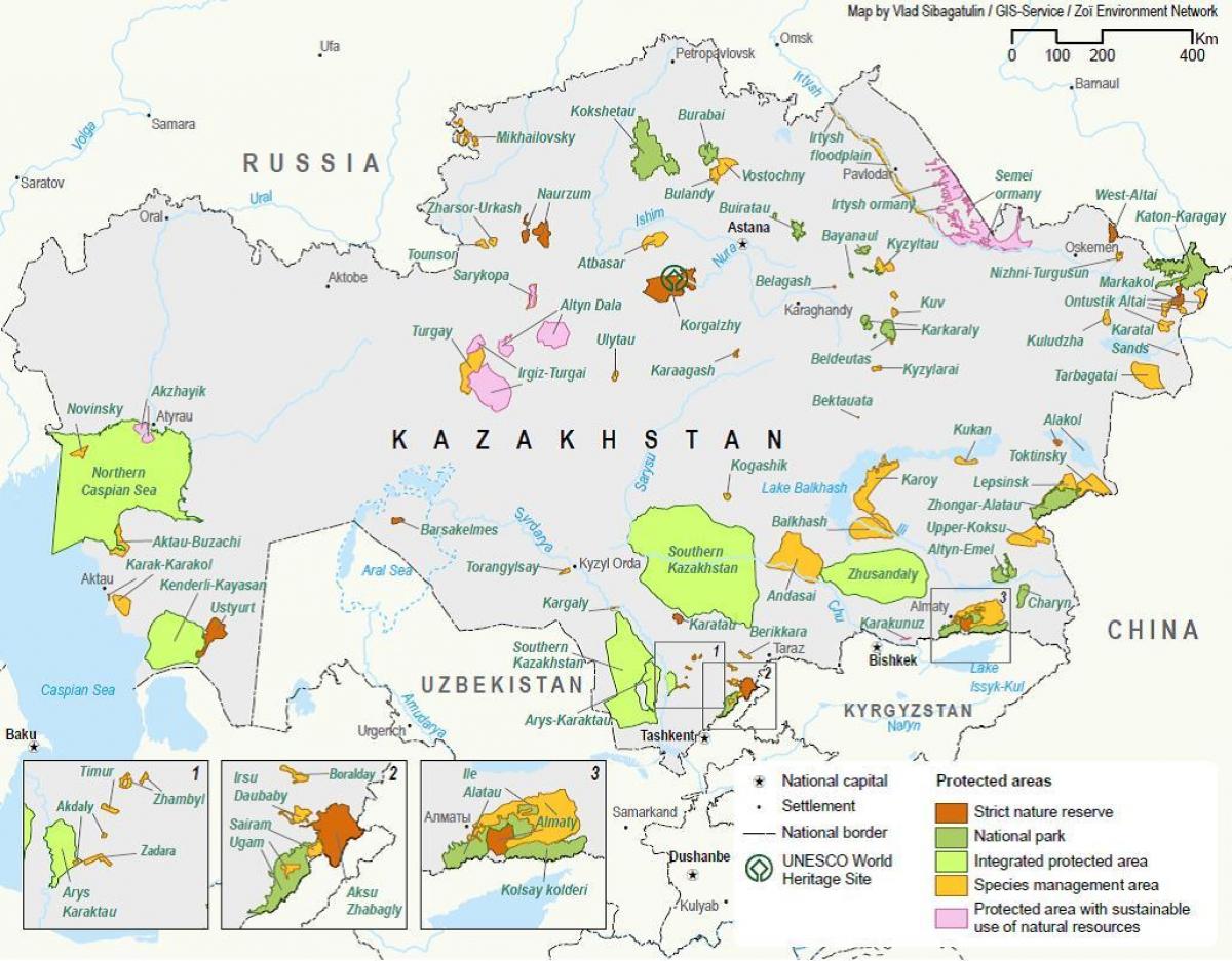 mapa Kazakhstan baliabide naturalak