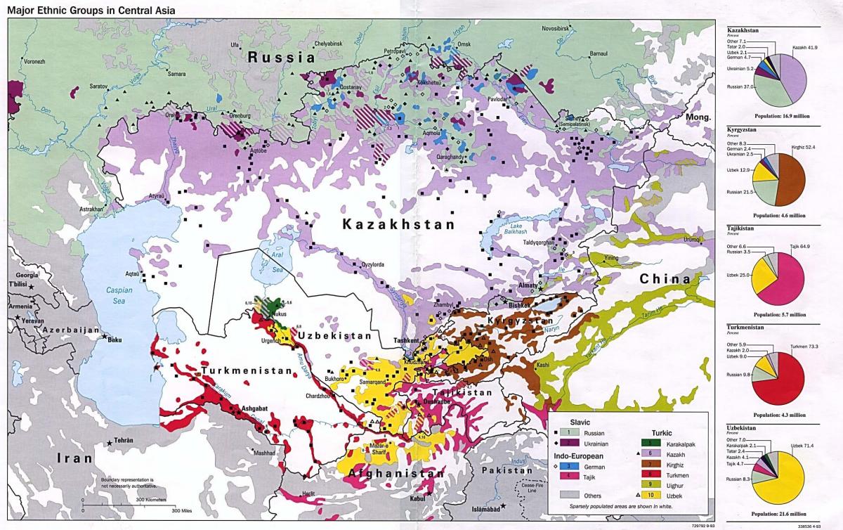 mapa Kazakhstan biztanleria