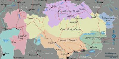 Mapa Kazakhstan eskualde