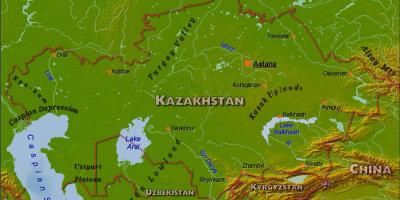 Mapa fisiko Kazakhstan