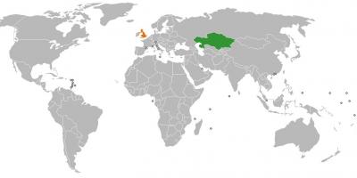 Kazakhstan kokapena munduko mapa