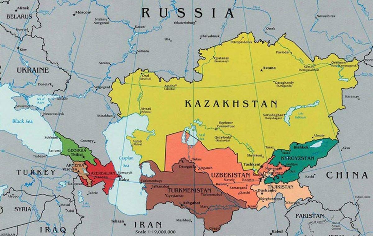 mapa Kazakhstan inguruko herrialdeak